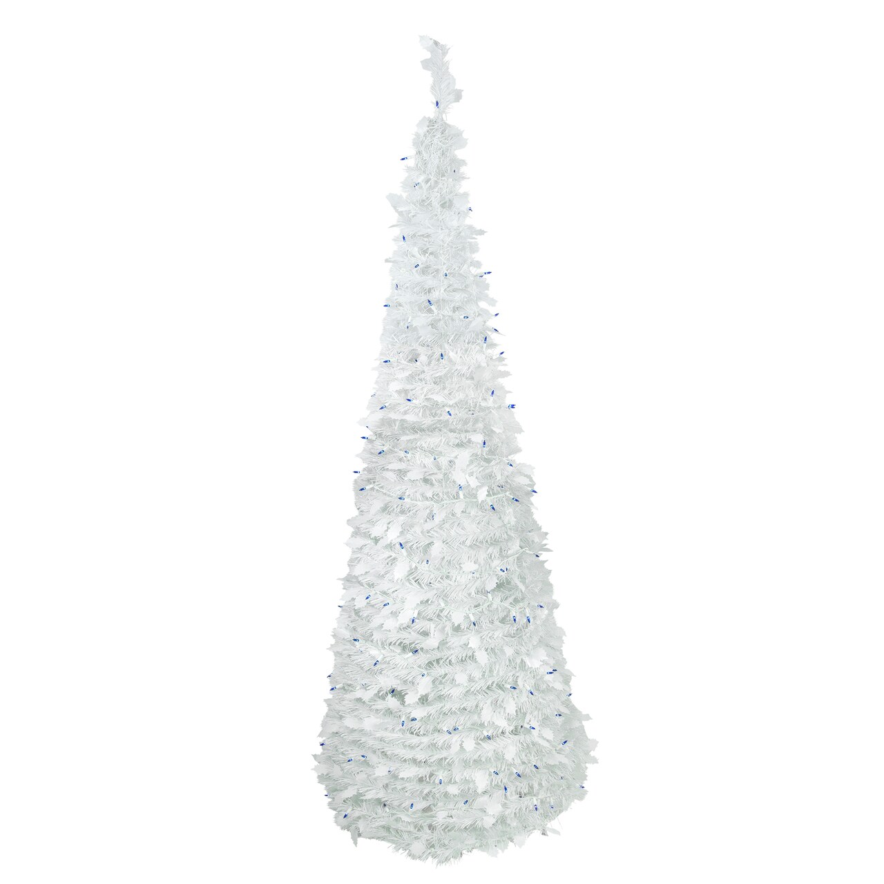 Northlight 6ft Lighted White Tinsel Pop-Up Artificial Christmas Tree, Blue Lights